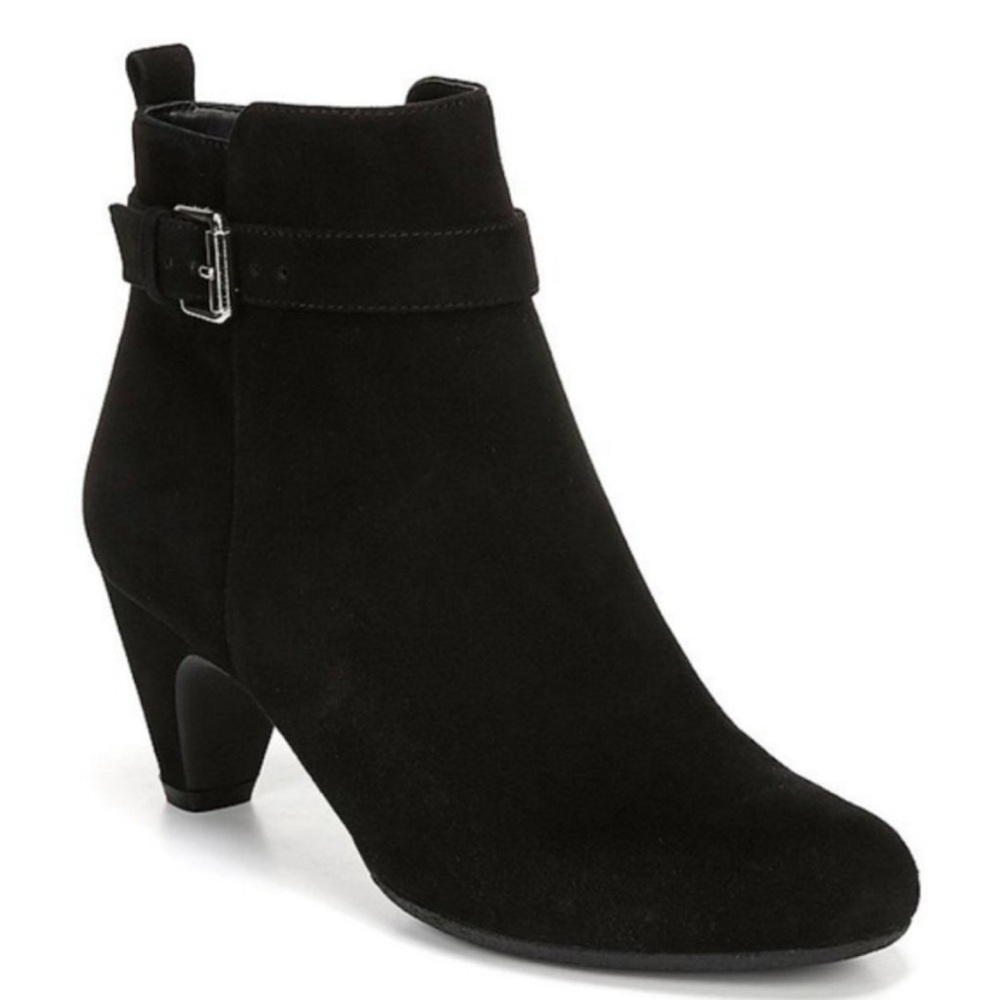 Sam Edelman Women’s Mandi Black Suede Ankle Boots Booties Side Zip Gold Hardware - Picture 3 of 16